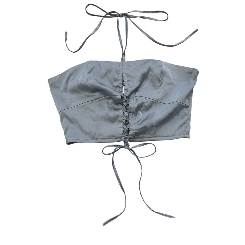Urban Outfitters Blue Crop Tie Up Top- XS